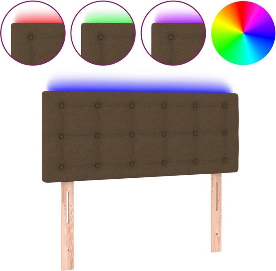 VidaXL Hoofdbord met LED Donkerbruin 80x78 cm Hoofddekens Led Hoofdborden Stoffen Bruine Hoofdborden Comfortabele Hoofdborden Decoratieve Hoofdborden - Foto 2