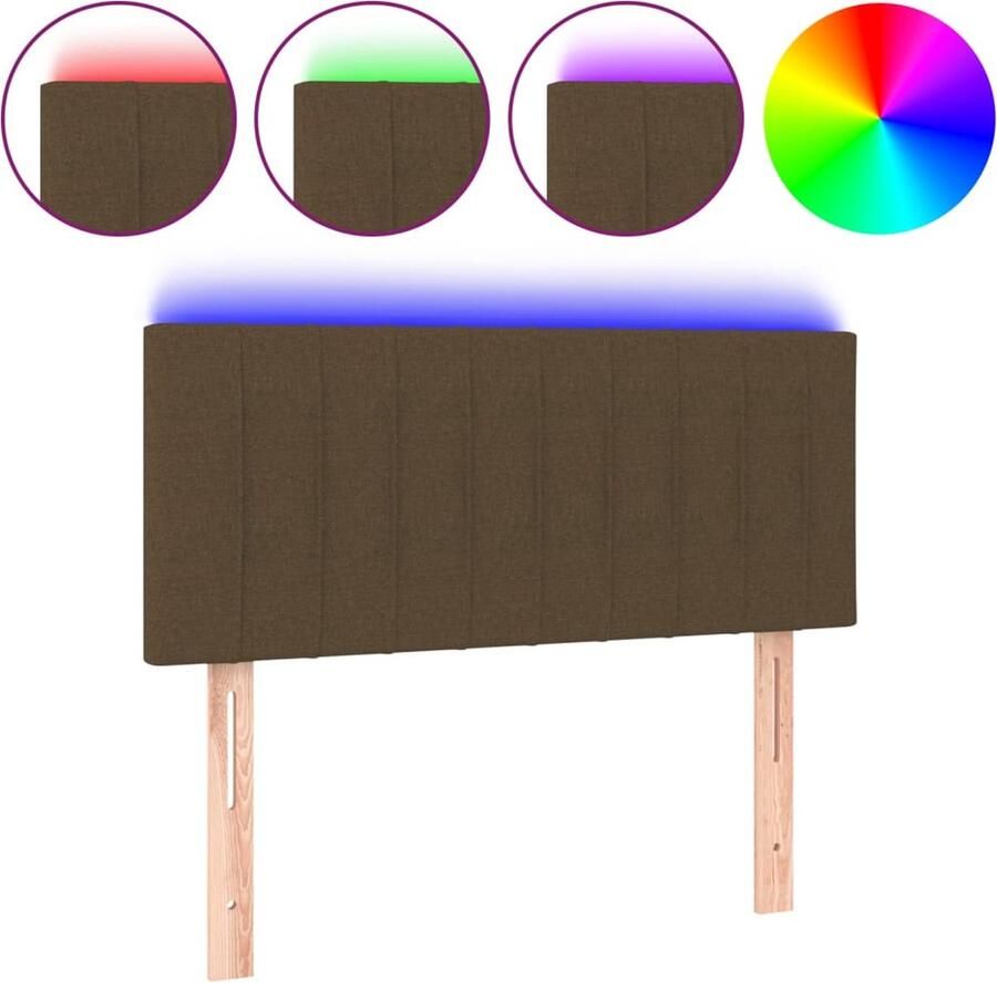 VidaXL Hoofdbord LED 100x78 cm Stof Donkerbruin Hoofdboard Led Hoofdbord Met Led Bedroom Decor Slaapkamersdecoratie Headboard - Foto 2