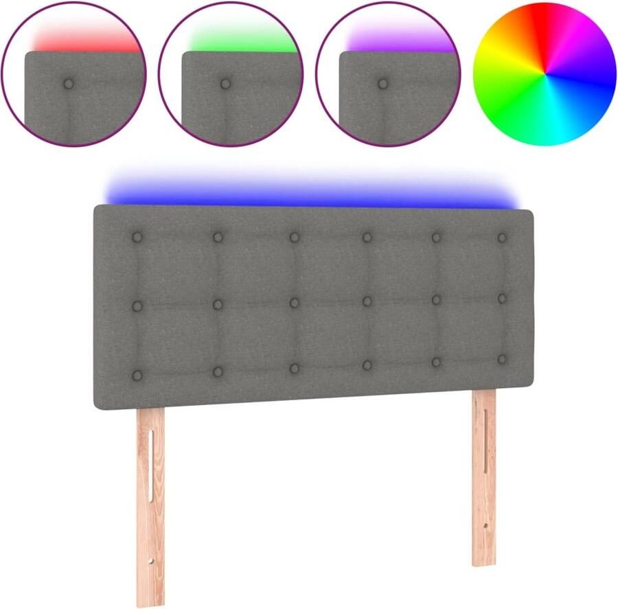 VidaXL Hoofdbord LED 80x5x78 88 cm stof donkergrijs - Foto 2