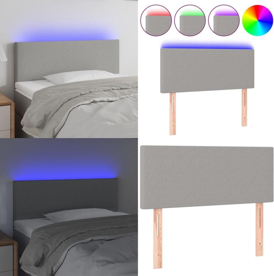 VidaXL Hoofdbord LED 80x5x78 88 cm stof lichtgrijs Hoofdbord Hoofdborden Hoofdeinde Houten Hoofdbord