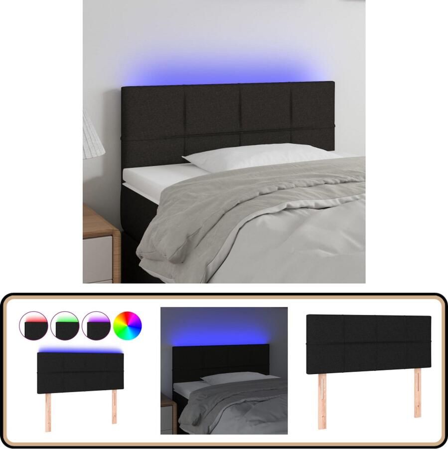 VidaXL Hoofdbord LED 80x5x78 88 cm Stof Zwart Hoofddekens Led Verlichting Hoofdborden Slaapkamers Bed Accessoires Comfortabel Zitten Leeshoek