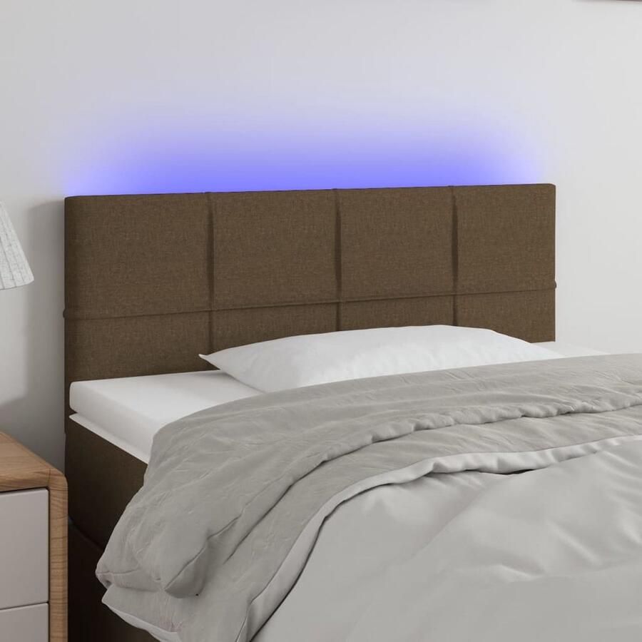 VidaXL Hoofdbord LED 90x5x78 88 cm Stof Donkerbruin Hoofdboard Led Verlichting Bed Frame Slaapkamers Bruine Hoofdstoel Comfortabel Hoofdbord Leeshoek Tv Hoek - Foto 2