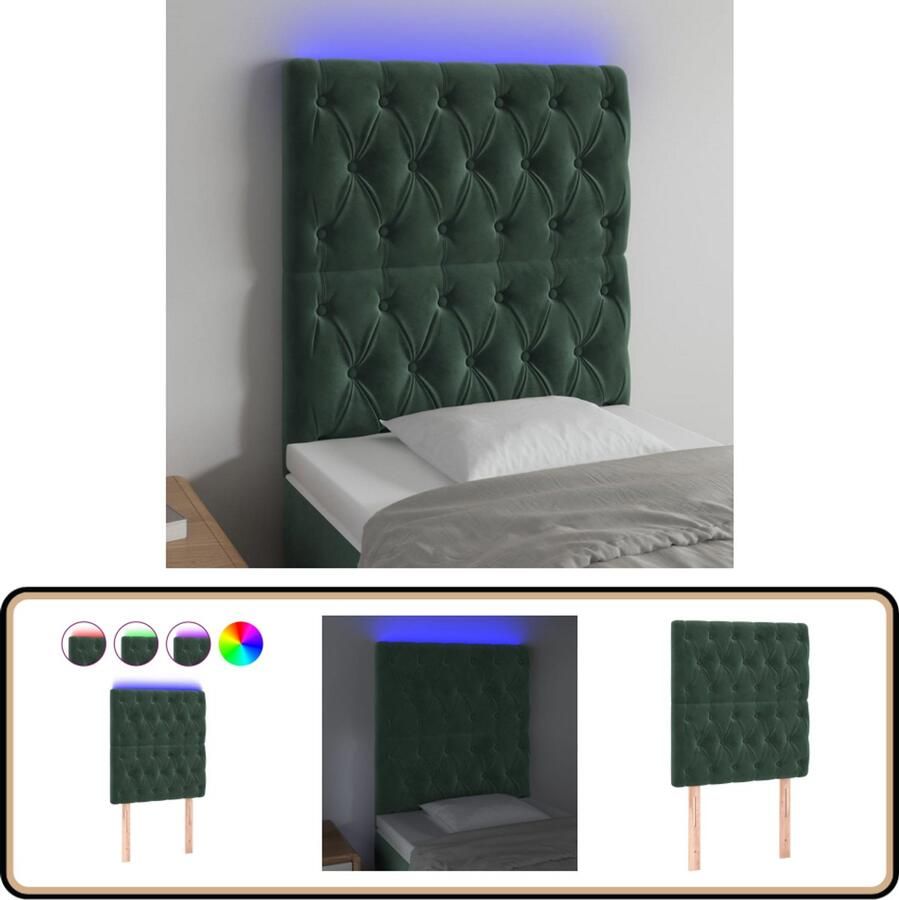 VidaXL Hoofdbord LED 80x7x118 128 cm Donkergroen Hoofddekbed Led Hoofdbord Velvet Hoofdbord Groen Hoofdbord Slaapcomfort