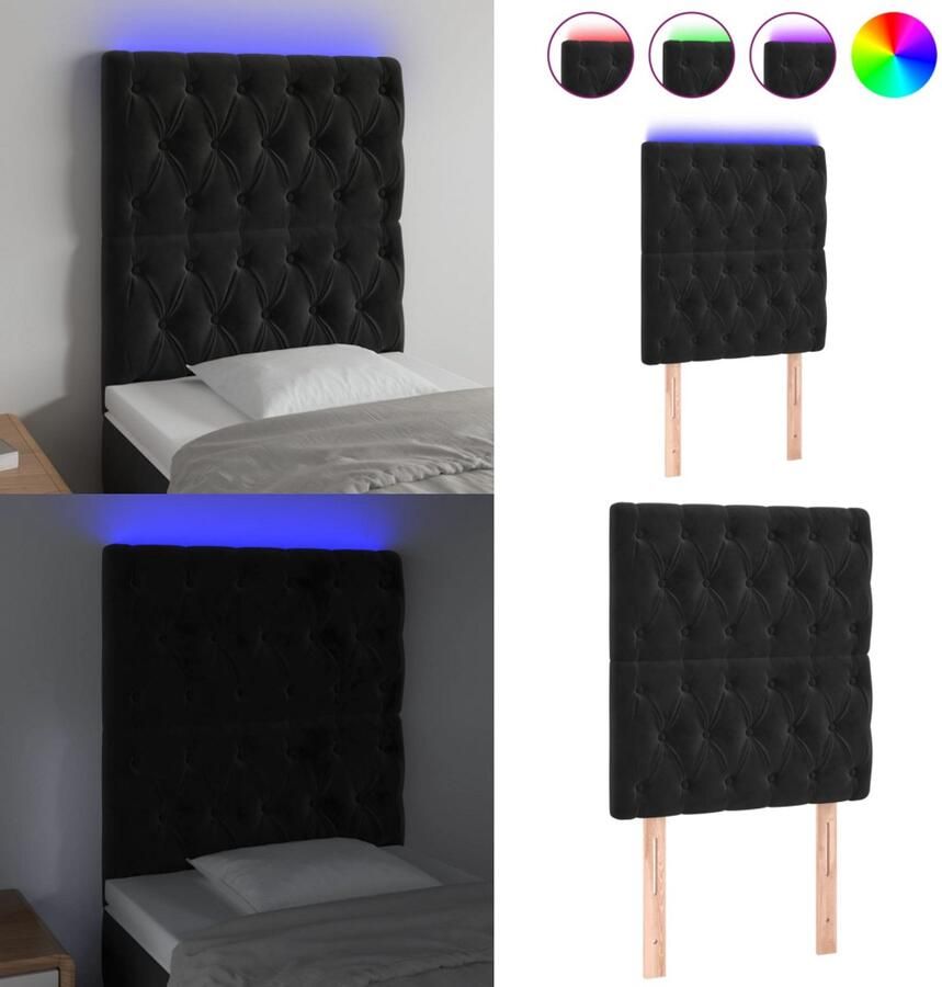 VidaXL Hoofdbord LED 80x7x118 128 cm fluweel zwart Hoofdbord Hoofdborden Hoofdeinde Houten Hoofdbord