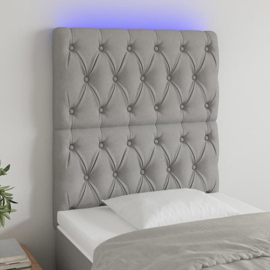 VidaXL Hoofdbord LED 80x7x118 128 cm Lichtgrijs Hoofddekbed Led Headboard Slaapkamers Decoratie Hoofdborden Grijs Comfortabel Hoofdbord - Foto 3