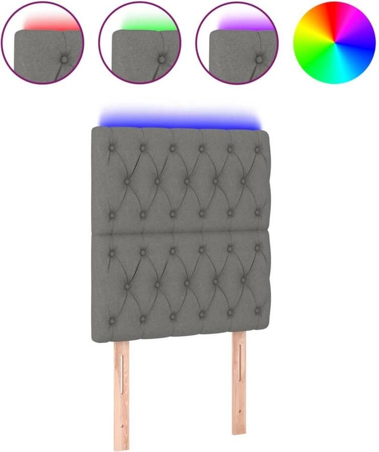 VidaXL Hoofdbord LED 80x7x118 128 cm stof donkergrijs - Foto 2