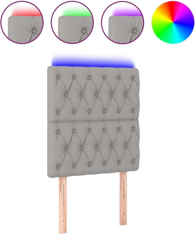 VidaXL Hoofdbord LED 80x7x118 128 cm Lichtgrijs Hoofddekbed Led Headboard Slaapkamers Decoratie Hoofdborden Grijs Comfortabel Hoofdbord - Foto 2