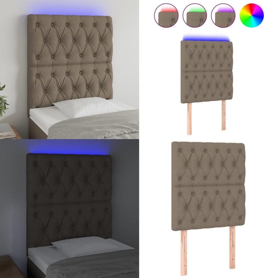 VidaXL Hoofdbord LED 80x7x118 128 cm stof taupe Hoofdbord Hoofdborden Hoofdeinde Houten Hoofdbord