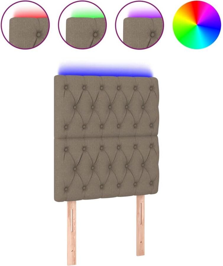 VidaXL Hoofdbord LED 80x7x118 128 cm stof taupe - Foto 2