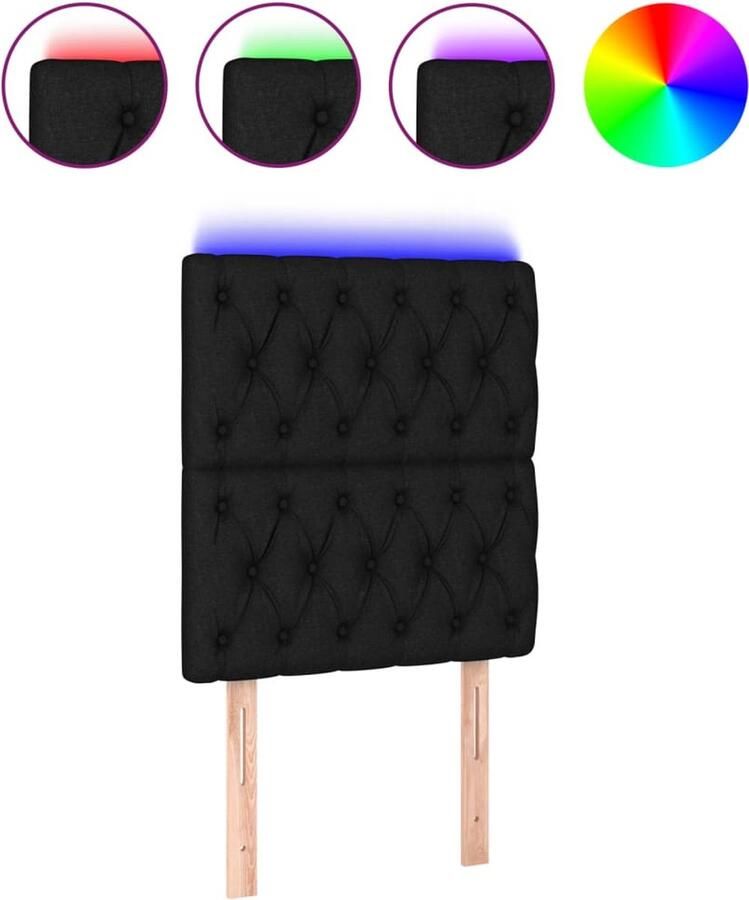 VidaXL Hoofdbord LED 80x7x118 128 cm stof zwart - Foto 3