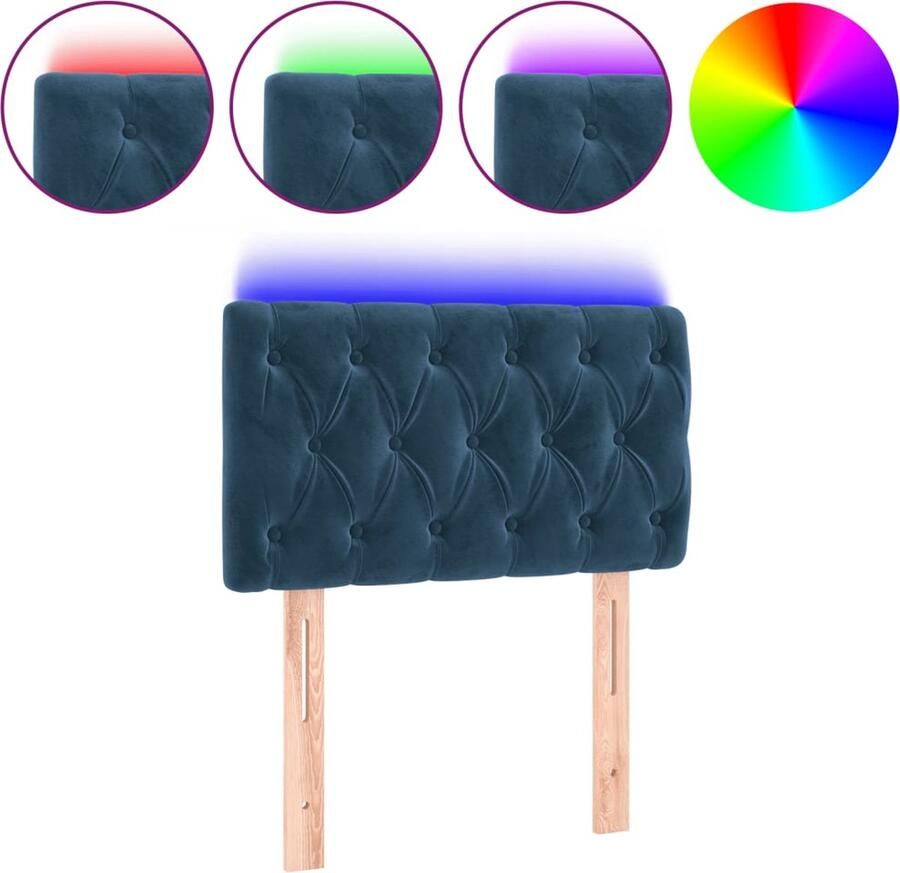 VidaXL Hoofdbord LED Fluweel Donkerblauw Hoofddekens Hoofdborden Led Verlichting Slaap Accessoires Fluweel Meubilair Blauw Meubilair - Foto 2
