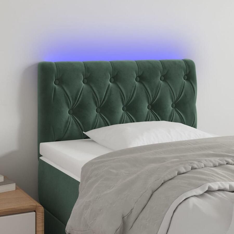 VidaXL Hoofdbord LED 80x7x78 88 cm Fluweel Donkergroen Hoofddekbed Led Headboard Velvet Headboard Donkere Groene Hoofdbekleding Slaap Accessoires Kamer Decoratie - Foto 2