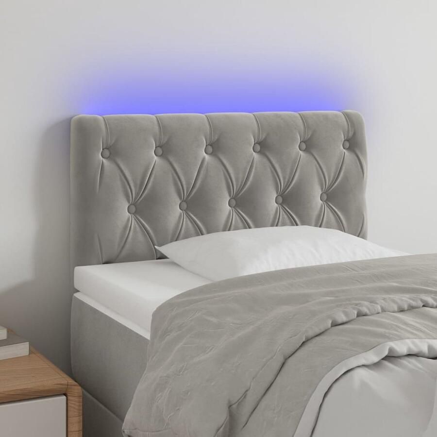 VidaXL Hoofdbord LED 80x7x78 88 cm Fluweel Lichtgrijs Hoofd Bord Led Hoofdbord Hoofdkussen Slaapcomfort Bedroom Decoratie Velvet Headboard Lichtsysteem - Foto 2