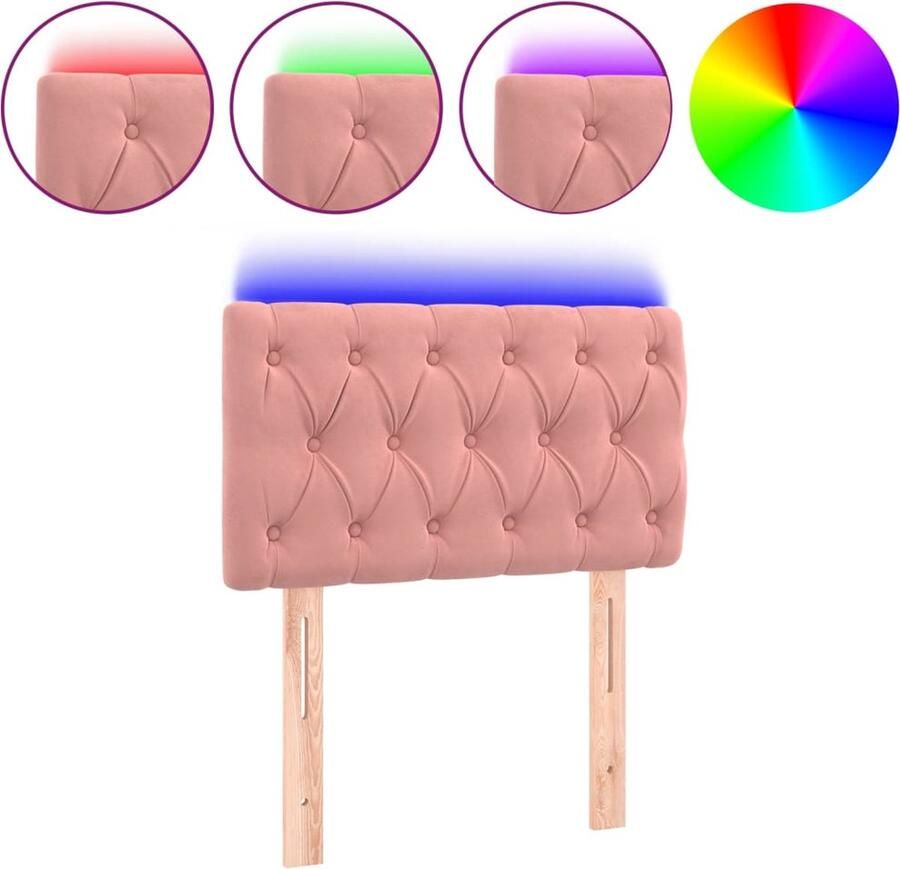VidaXL Hoofdbord LED 80x7x78 88 cm Fluweel Roze Hoofddekens Led Headboard Beddecoratie Velvet Headboard Roze Accessoires Slaapkamers Decoratie - Foto 2
