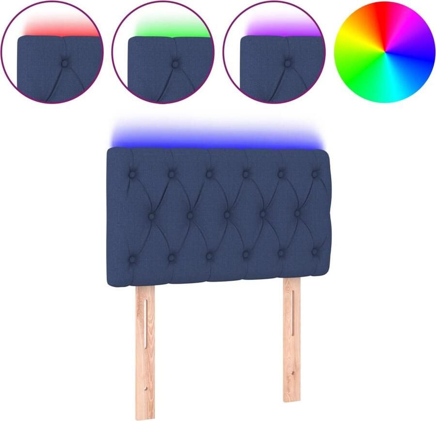 VidaXL Hoofdbord LED 80x7x78 88 cm stof blauw