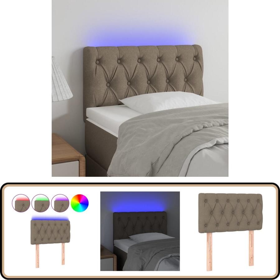 VidaXL Hoofdbord LED 80x7x78 88 cm Stof Taupe Hoofdboard Led Hoofdbord Klassiek Hoofdbord Bedstede Slaapkamersdecoratie