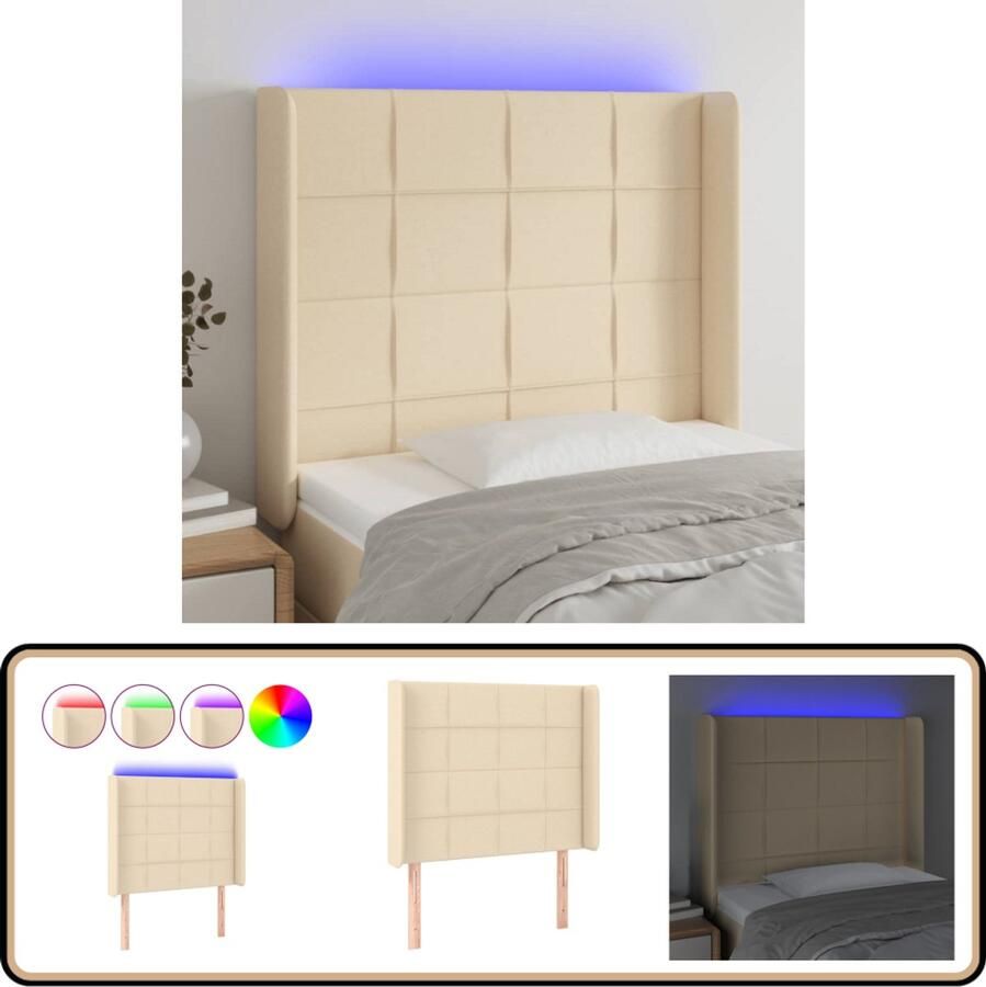 VidaXL Hoofdbord LED 83x16x118 128 cm Crèmekleurig Hoofdboard Led Hoofdbord Creme Hoofdbord Bedroom Decor Hoofdbord Met Verlichting