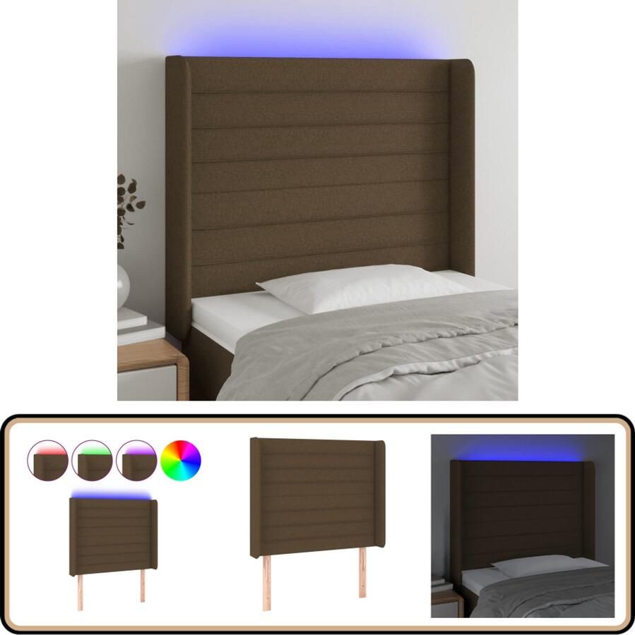 VidaXL Hoofdbord LED 83x16x118 128 cm Donkerbruin Hoofdboard Led Headboard Bedstede Slaapkamervloer Bruine Hoofdstoel
