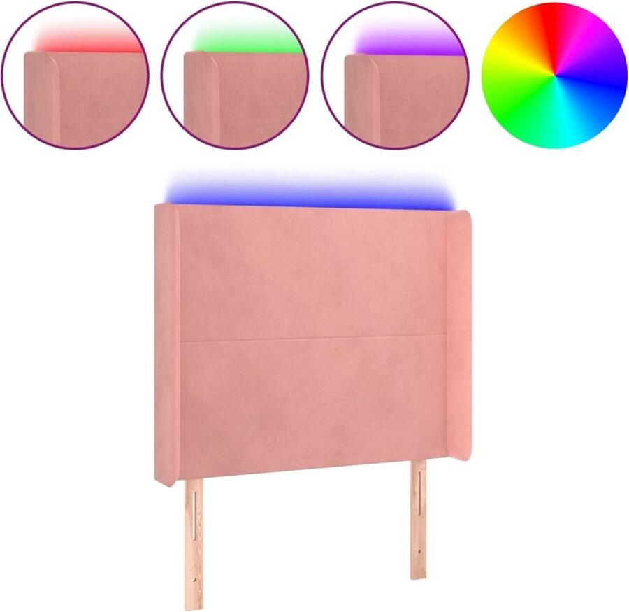 VidaXL Hoofdbord LED 83x16x118 128 cm fluweel roze