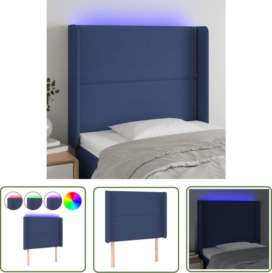 The Living Store LED-hoofdbord Moderne Hoofdeinde 83x16x118 128 cm Kleur Blauw Hoofd Bord Led Hoofdbord Blauw Hoofdbord Met Verlichting Led Headboard Slaapkamers Decoratie