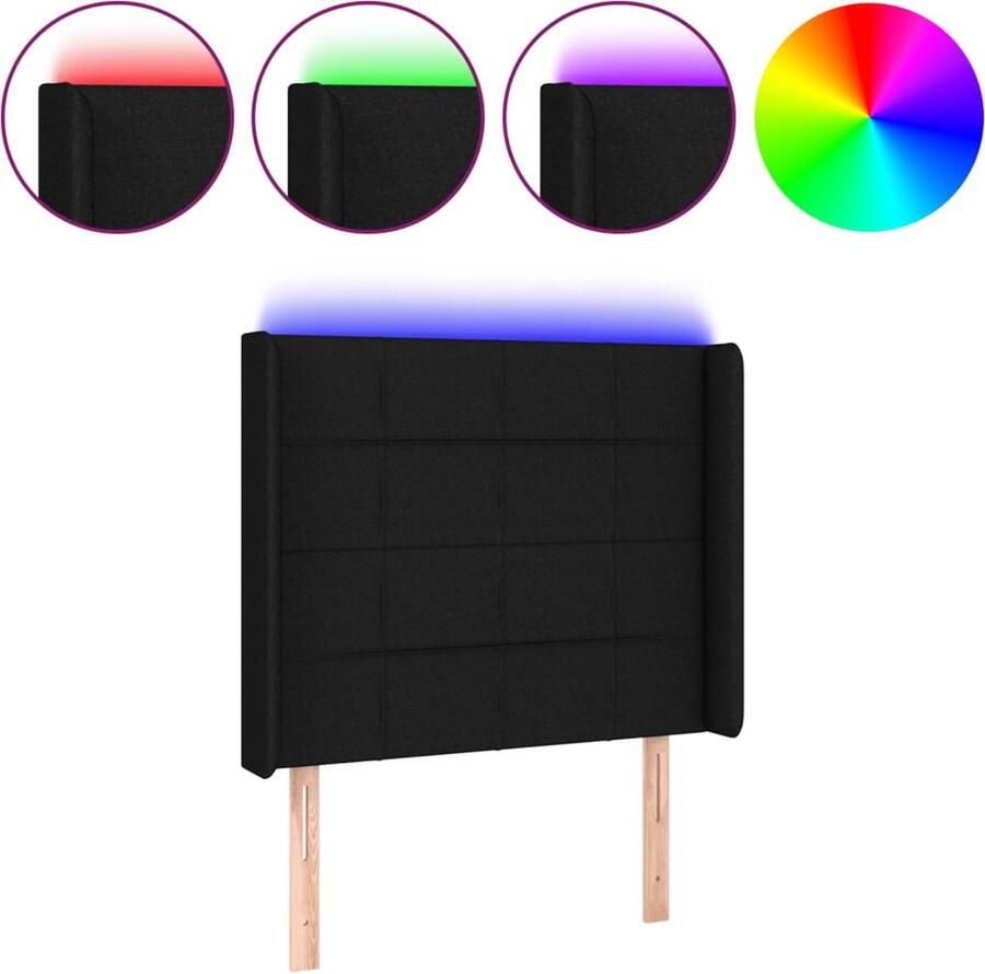 VidaXL Hoofdbord LED Stof Zwart 103x16x118 128 cm Hoofdboard Led Hoofdbord Met Led Slaapkamers Bed Accessoires Zwarte Hoofdbord Ergonomisch Hoofdbord Leeshoek Tv Hoek - Foto 2