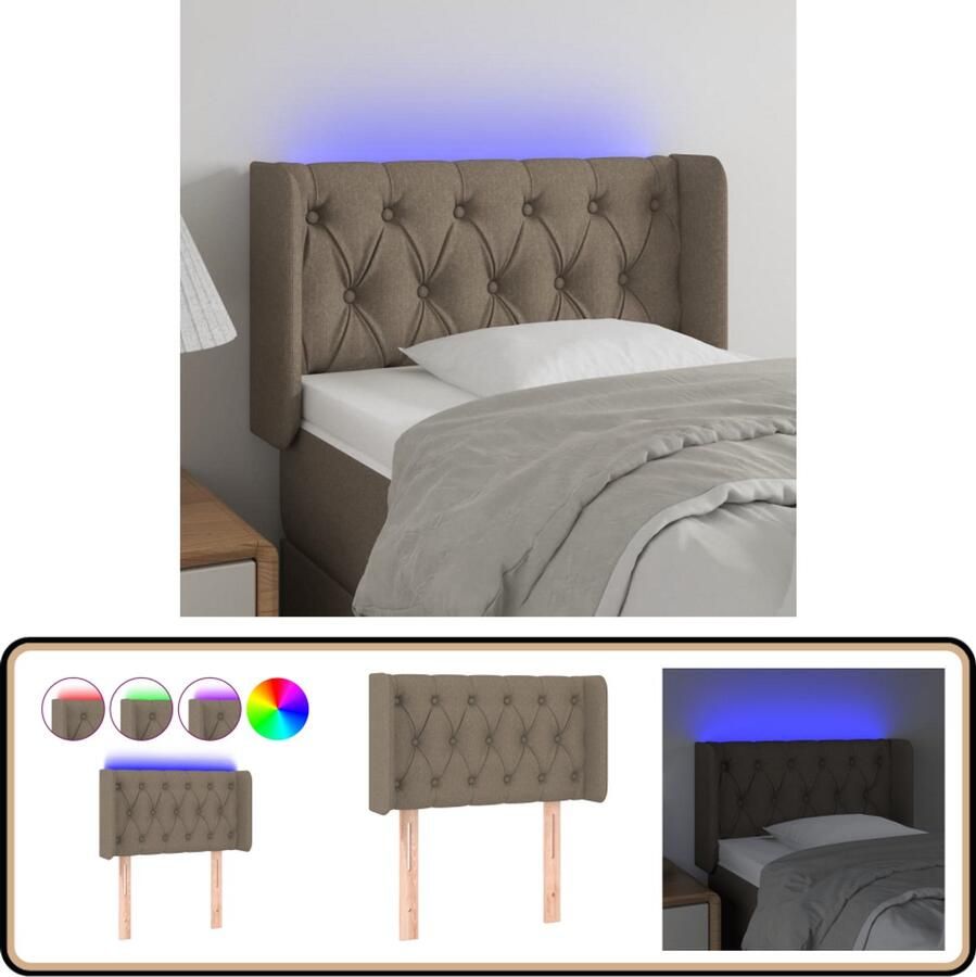 VidaXL Hoofdbord LED 83x16x78 cm Taupe Stof Hoofdboard Led Headboard Bedhead Slaapkamervloerdecoratie Taupecouture