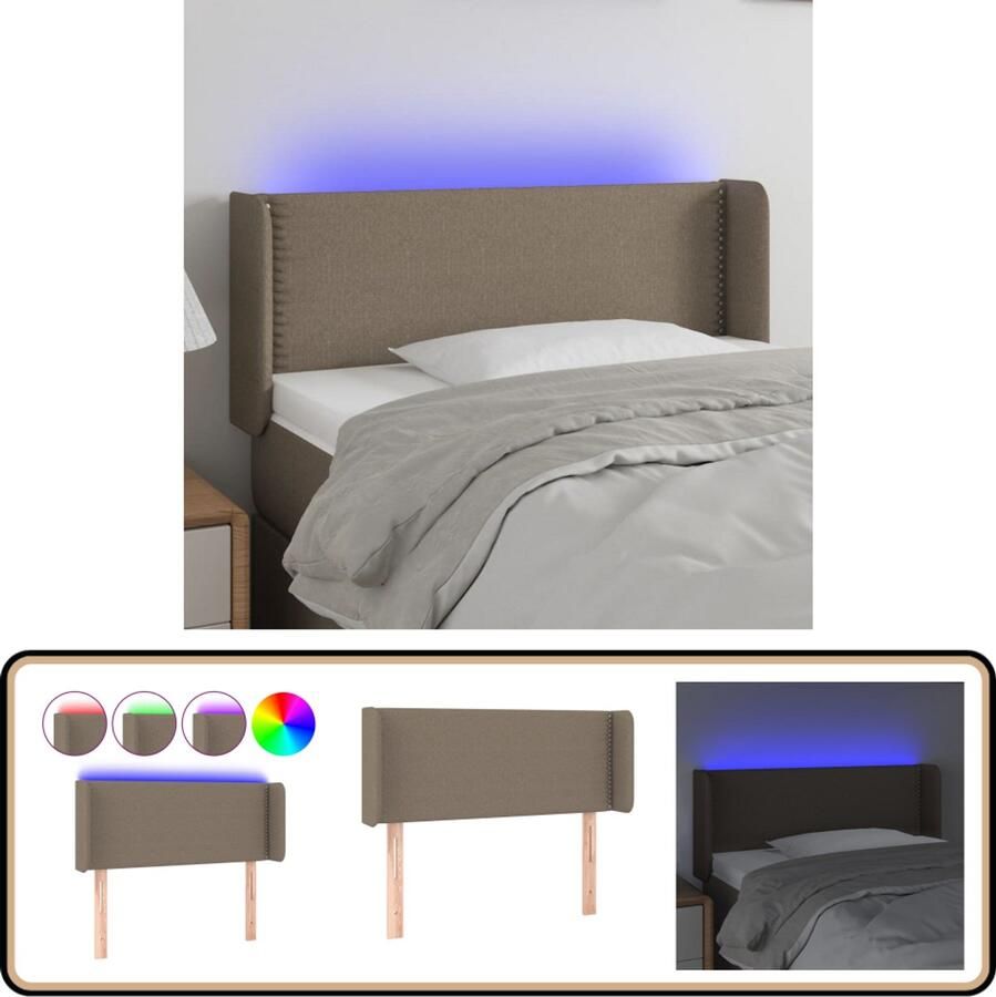 VidaXL Hoofdbord LED 83x16x78 cm Taupe Stof LED Hoofdbord Hoofdboard Led Hoofdborden Slaapkamers Bedroom Decor Moderne Hoofdborden Vintage Hoofdborden Stoffen Hoofdborden