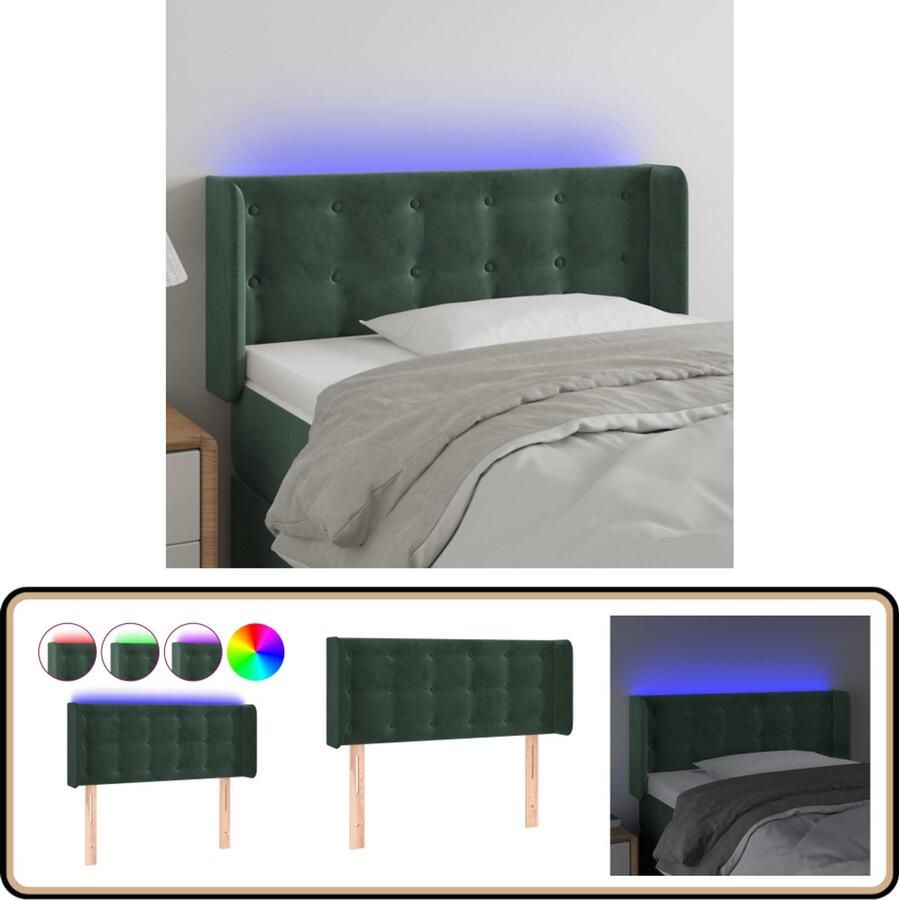VidaXL Hoofdbord LED 83x16x78 88 cm Fluweel Donkergroen Hoofdboard Led Hoofdbord Klassiek Hoofdbord Velvet Hoofdbord Groene Hoofdbord