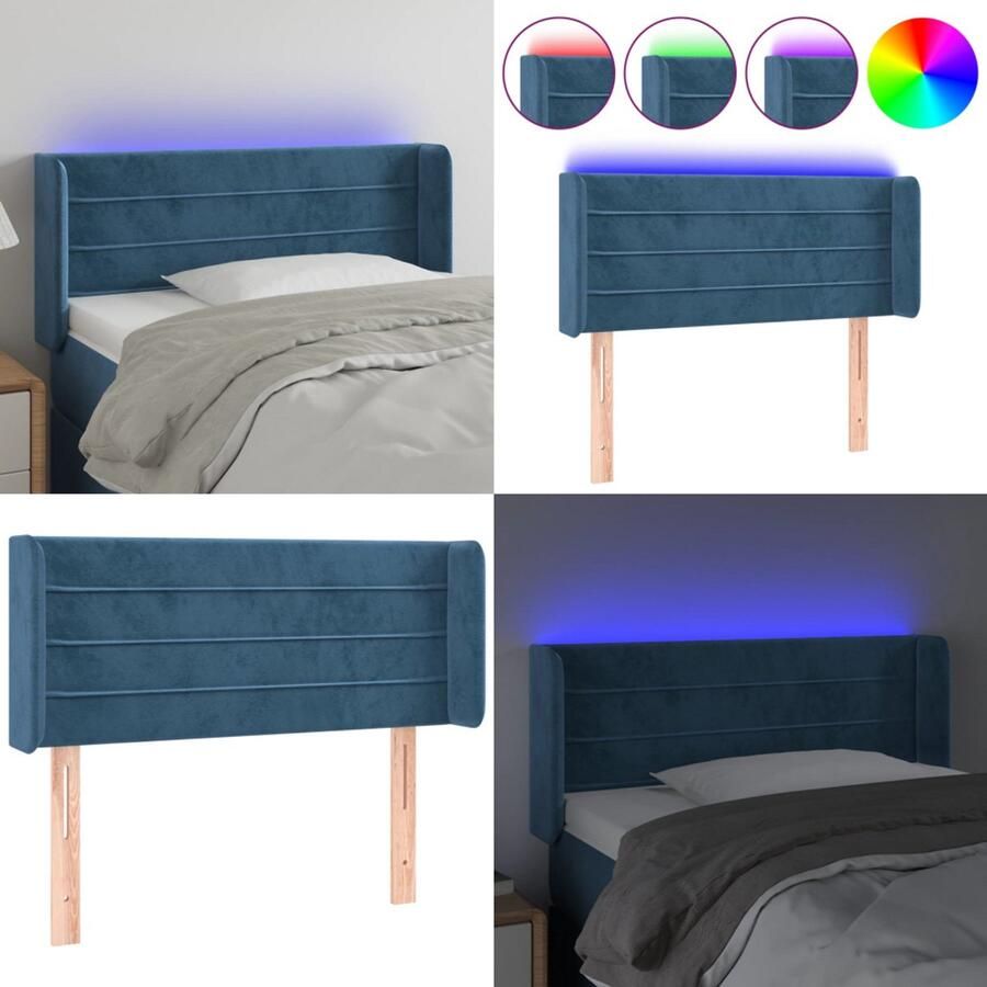 VidaXL Hoofdbord LED 83x16x78 88 cm fluweel donkergroen Hoofdbord Hoofdborden Hoofdeinde Houten Hoofdbord