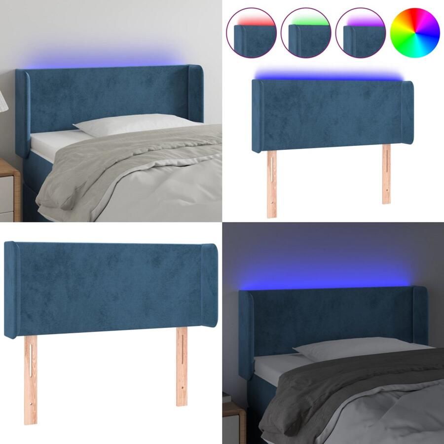 VidaXL Hoofdbord LED 83x16x78 88 cm fluweel donkergroen Hoofdbord Hoofdborden Hoofdeinde Houten Hoofdbord