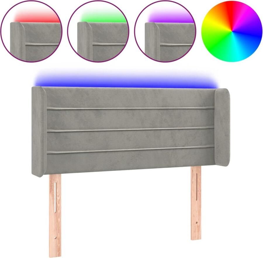 VidaXL Hoofdbord LED 83x16x78 88 cm fluweel lichtgrijs - Foto 4