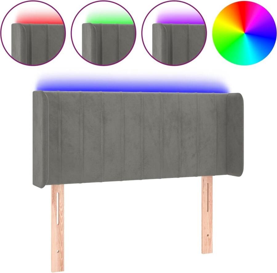 VidaXL Hoofdbord LED 83x16x78 88 cm fluweel lichtgrijs - Foto 3