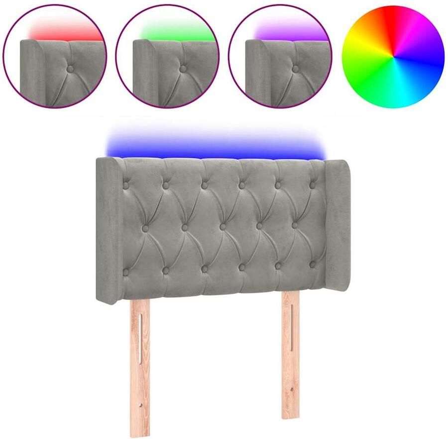 VidaXL Hoofdbord LED 83x16x78 88 cm fluweel lichtgrijs - Foto 4