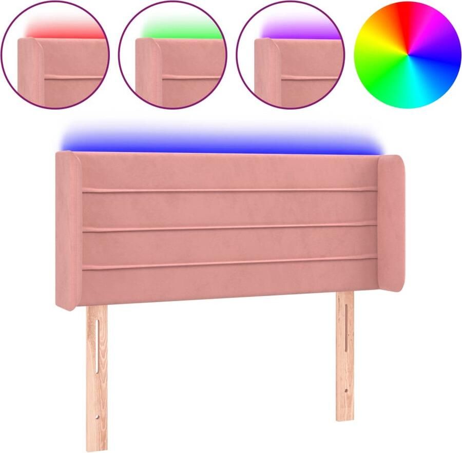 VidaXL Hoofdbord LED 83x16x78 88 cm fluweel roze