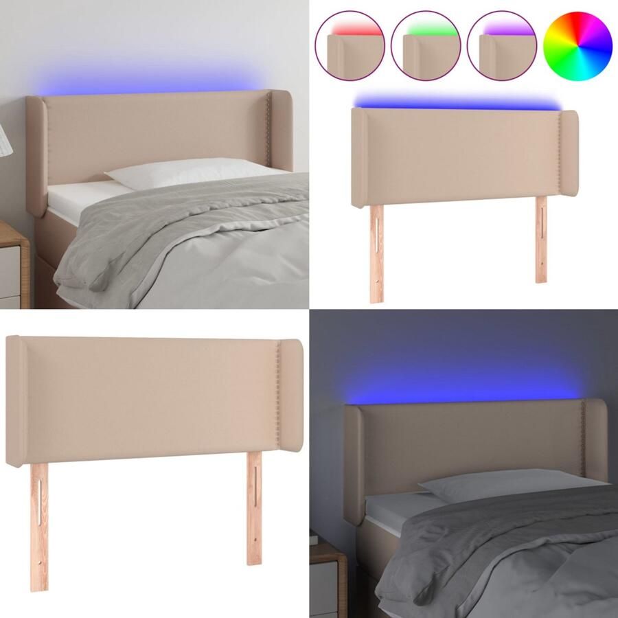 VidaXL Hoofdbord LED 83x16x78 88 cm kunstleer cappuccinokleurig Hoofdbord Hoofdborden Hoofdeinde Houten Hoofdbord - Foto 1