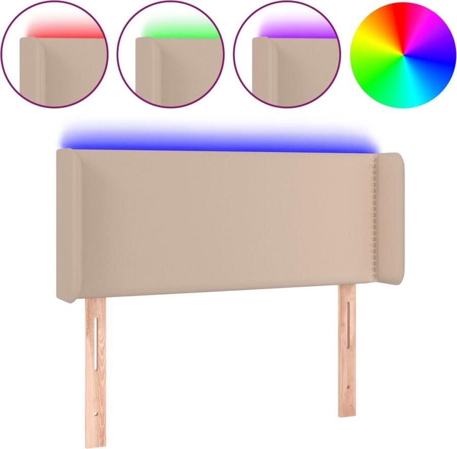 VidaXL Hoofdbord LED Kunstleer Cappuccinokleurig Hoofdboard Led Hoofdbord Kapstok Bruine Hoofdbord Kunstleder Hoofdbord Adjustable Hoofdbord Leeshoek Tv Hoek - Foto 2