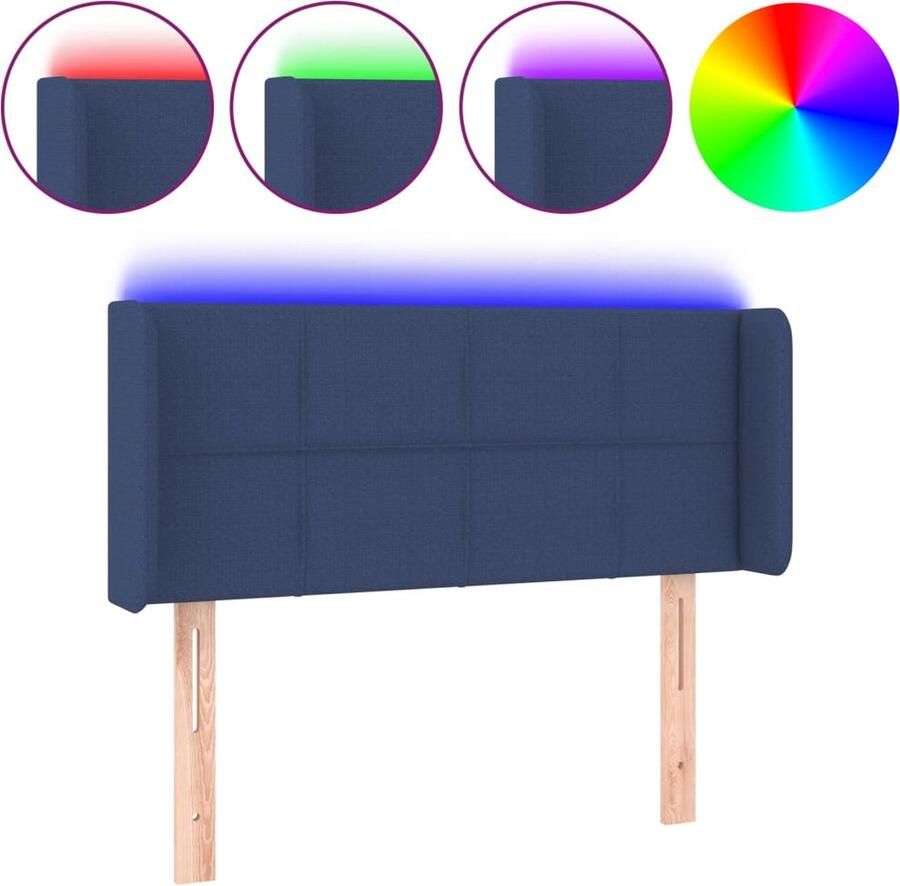 VidaXL Hoofdbord LED 83x16x78 88 cm stof blauw - Foto 2
