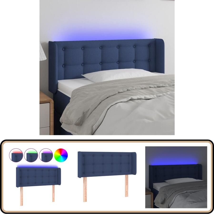 VidaXL Hoofdbord LED 83x16x78 88 cm Stof Blauw LED Hoofdbord Led Headboard Hoofdbord Met Verlichting Hoofdbekleding Slaap Accessoires