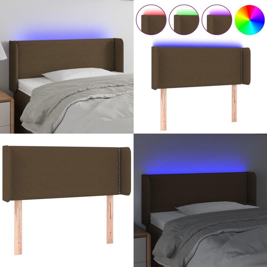VidaXL Hoofdbord LED 83x16x78 88 cm stof donkerbruin Hoofdbord Hoofdborden Hoofdeinde Houten Hoofdbord