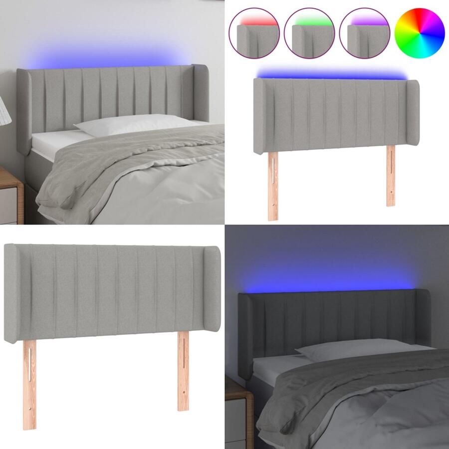 VidaXL Hoofdbord LED 83x16x78 88 cm stof lichtgrijs Hoofdbord Hoofdborden Hoofdeinde Houten Hoofdbord
