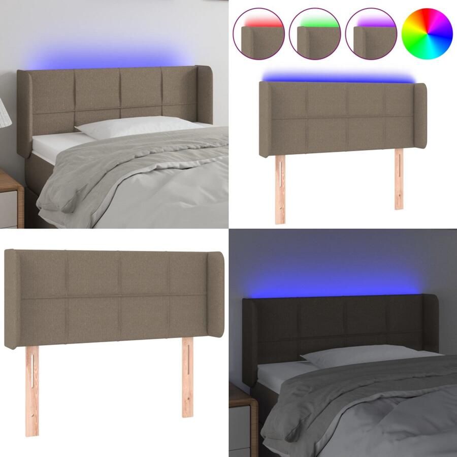VidaXL Hoofdbord LED 83x16x78 88 cm stof taupe Hoofdbord Hoofdborden Hoofdeinde Houten Hoofdbord