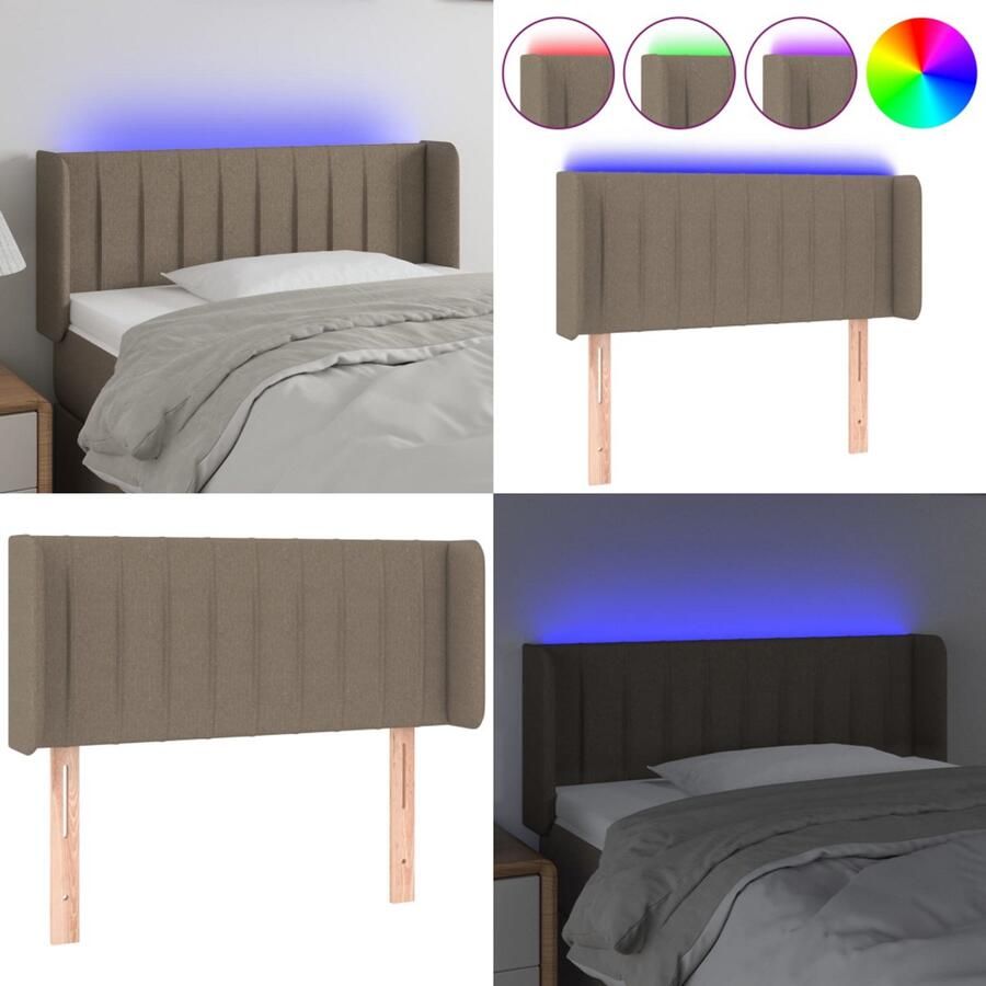 VidaXL Hoofdbord LED 83x16x78 88 cm stof taupe Hoofdbord Hoofdborden Hoofdeinde Houten Hoofdbord