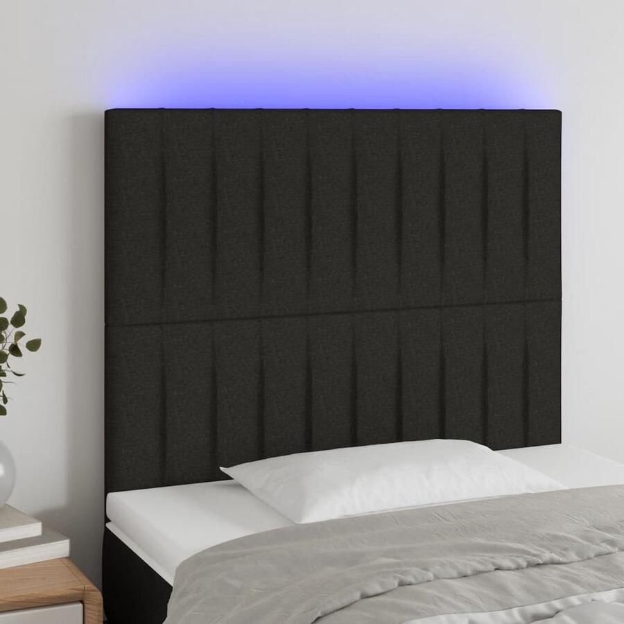 VidaXL Hoofdbord LED 90x5x118 cm Zwart Stof Klassieke Hoofdbord Led Hoofdbord Zwarte Hoofdbord Bed Frame Decoratie Hoofdbord Met Verlichting Comfortabel Hoofdbord - Foto 2