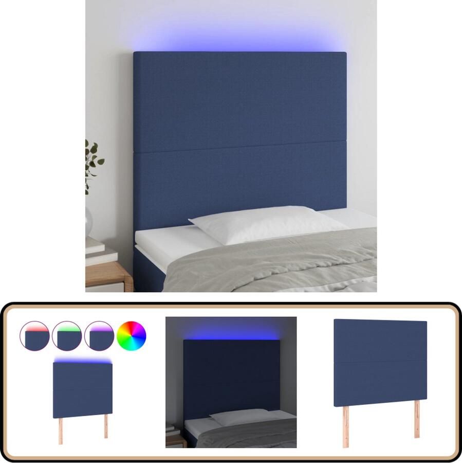 VidaXL Hoofdbord LED 90x5x118 128 cm Blauw Stof Hoofdboard Led Hoofdbord Blauw Hoofdbord Met Led Bedroom Decor Slaapkamer Accessoires