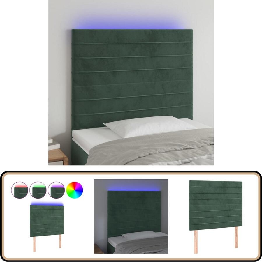 VidaXL Hoofdbord LED 90x5x118 128 cm Donkergroen Klassieke Hoofdborden Led Hoofdbord Velvet Hoofdbord Groen Hoofdbord Leeshoek Verhogen Tvkijken In Bed Ergonomisch Hoofdbord