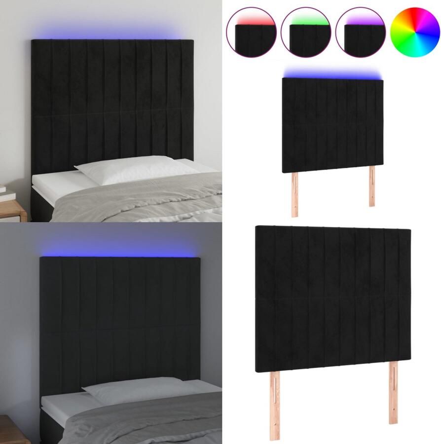 VidaXL Hoofdbord LED 90x5x118 128 cm fluweel zwart Hoofdbord Hoofdborden Hoofdeinde Houten Hoofdbord