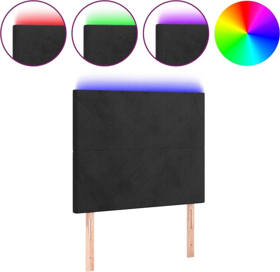 VidaXL Hoofdbord LED 90x5x118 128 cm Fluweel Zwart Hoofddekbed Led Headboard Velvet Headboard Zwarte Hoofdborden Hoofdbord Met Verlichting Adjustable Headboard Leeshoek Tv Hoek - Foto 2