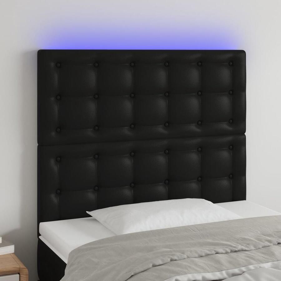 VidaXL Hoofdbord LED 90x5x118 128 cm Kunstleer Zwart Hoofddekens Led Headboard Bed Frame Decor Slaap Accessoires Hoofdborden Bedroom Furniture - Foto 2