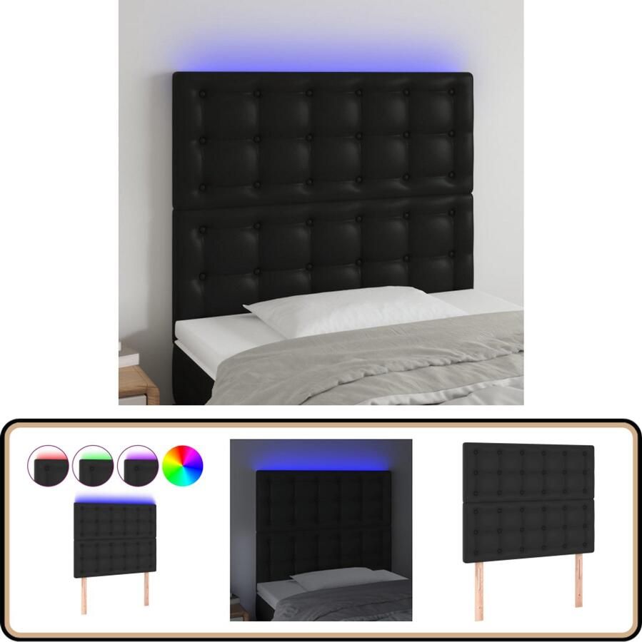 VidaXL Hoofdbord LED 90x5x118 128 cm Kunstleer Zwart Hoofddekens Led Headboard Bed Frame Decor Slaap Accessoires Hoofdborden Bedroom Furniture