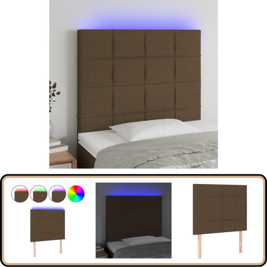VidaXL Hoofdbord LED 90x5x118 128 cm Stof Donkerbruin Hoofd Bord Led Hoofdbord Hoofdkussen Slaap Accessoires Bedroom Decor Klassiek Hoofdbord Bruine Hoofdbord